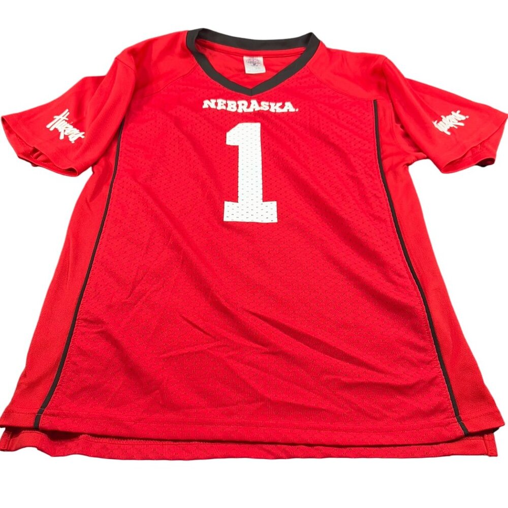 Rivalry Threads Youth Size Large 12-14 Jersey Nebraska Huskers Red Black NWOT